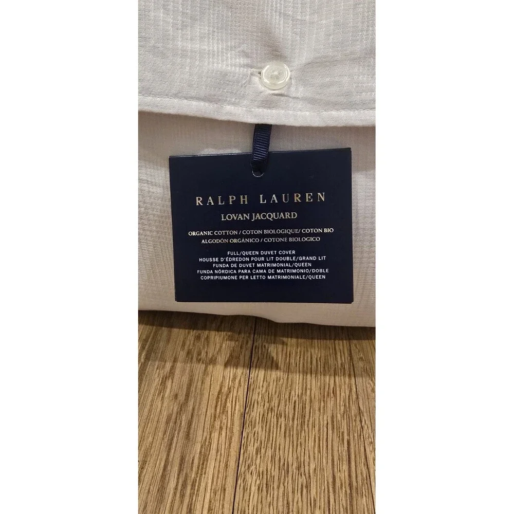 NWT RALPH LAUREN Organic Cotton Lovan Jacquard Full Queen Duvet Cover MSRP $425